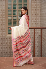 White Handwoven Dongria Saree