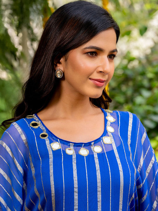 Laal Sitara Striped Kaftan Set