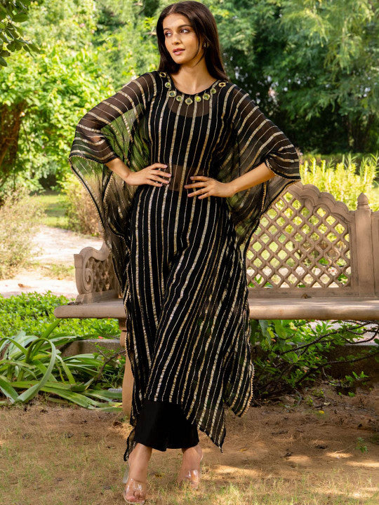 Laal Sitara Striped Kaftan Set