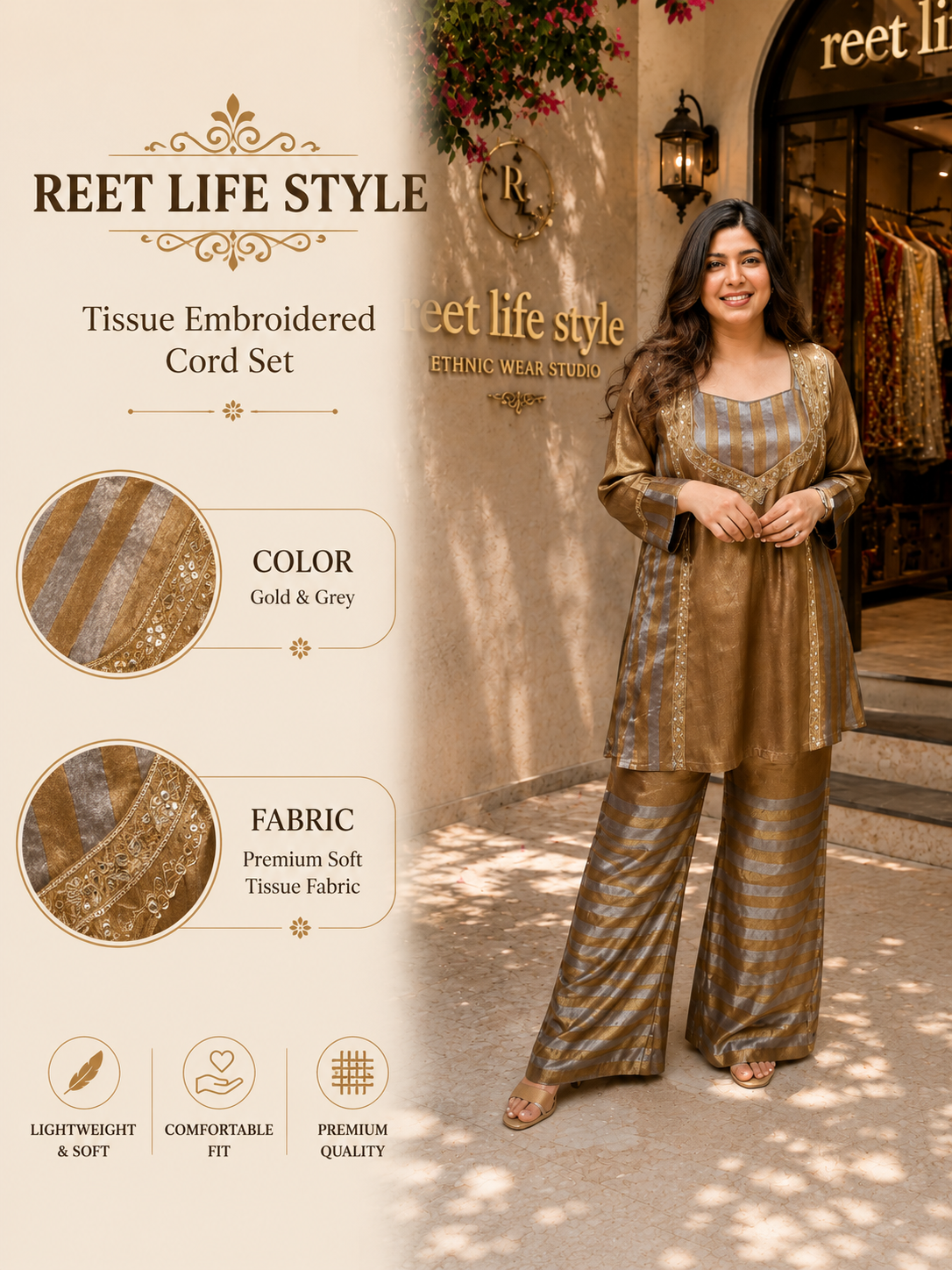 Tissue Embroidered Co-Ord Set