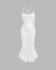 White High-Low Mesh Cami Dress
