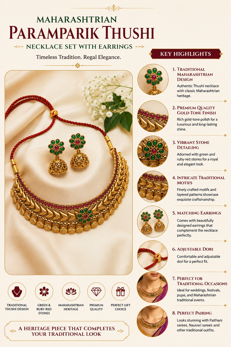 Maharashtrian Paramparik Thushi With Earrings