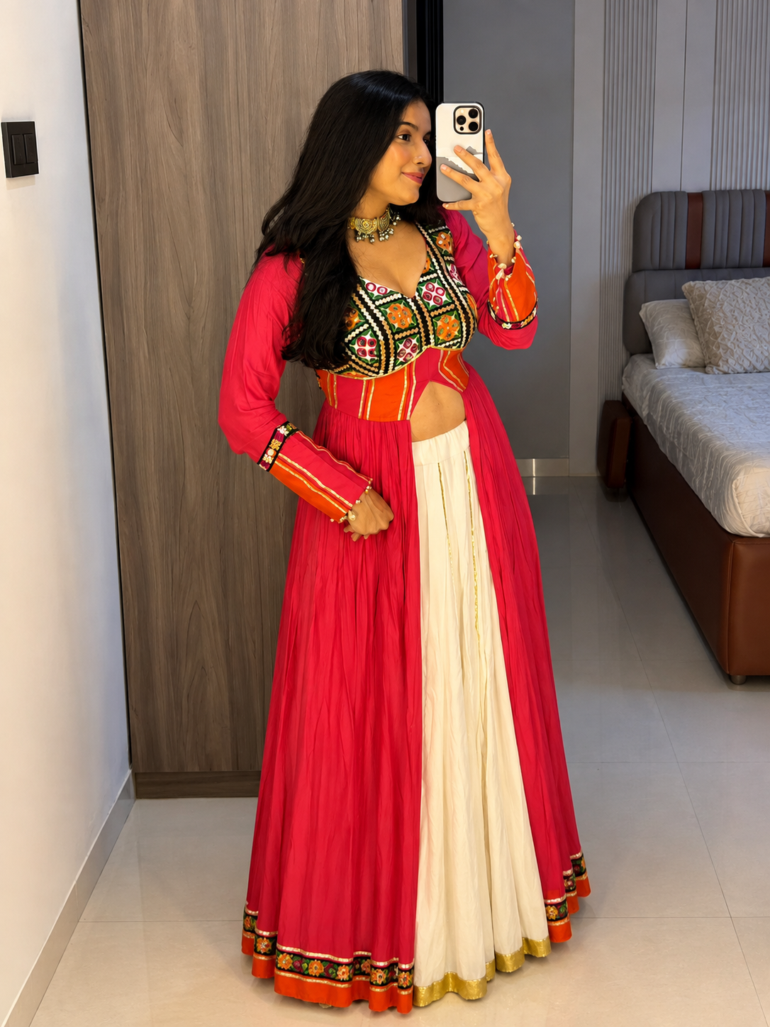 Traditional Mirror Work Embroidered Crop Top