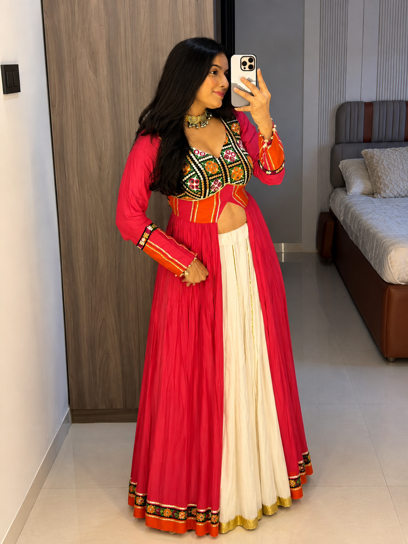 Traditional Mirror Work Embroidered Crop Top