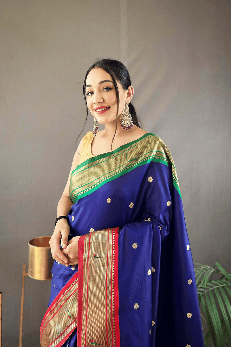 Dark Blue Ready to Wear Kamal Paithani Saree
