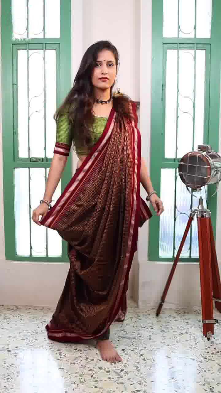 Dark Maroon Drape Khun or Ilkal Saree