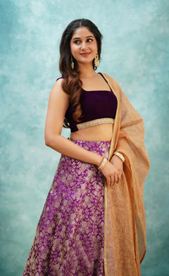 Dark Purple Banarasi Silk Set