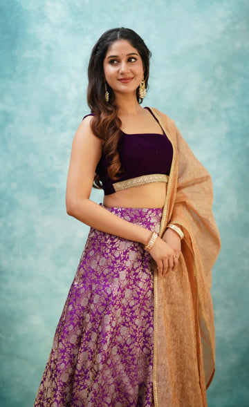 Dark Purple Banarasi Silk Set