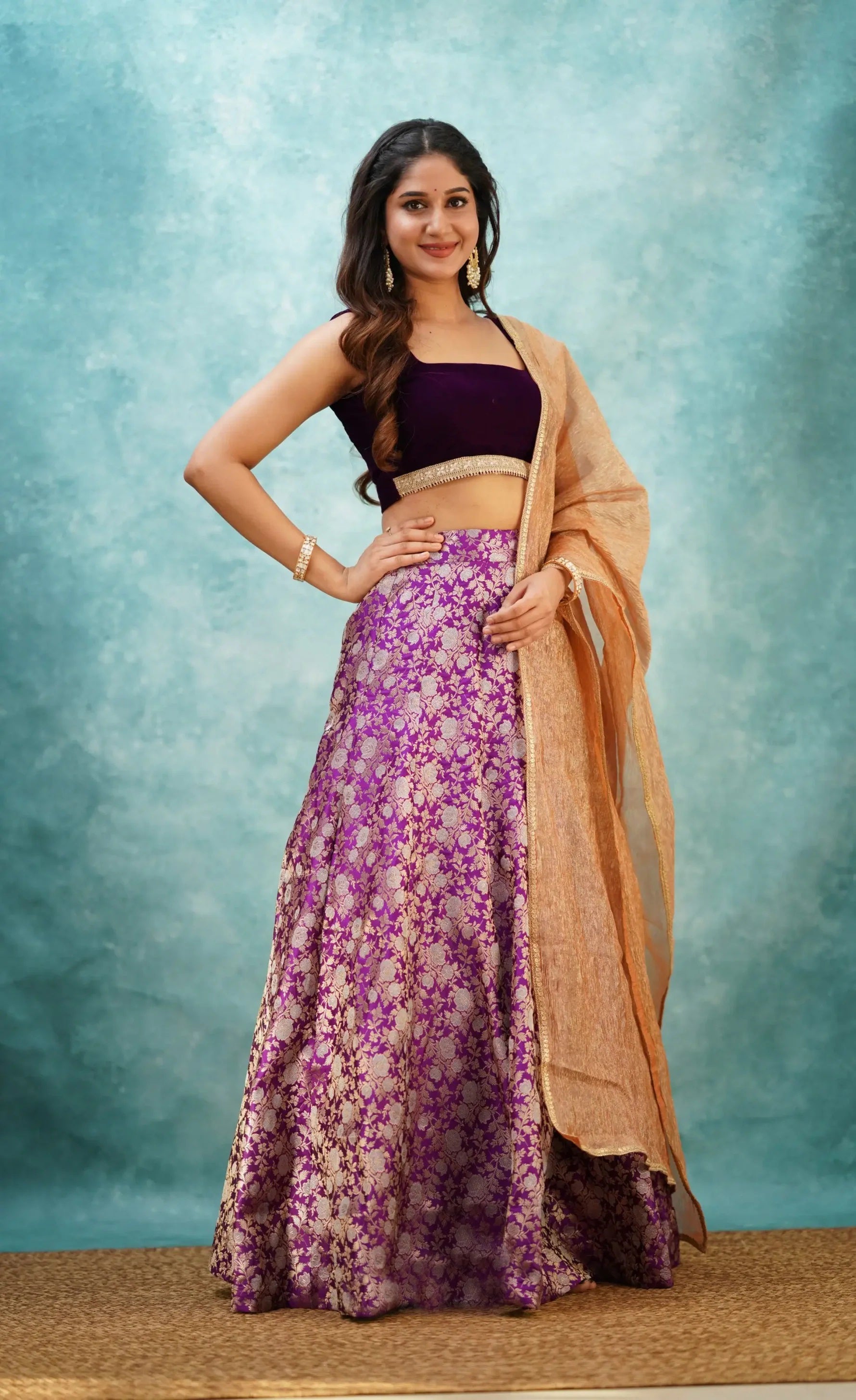 purple crop top set