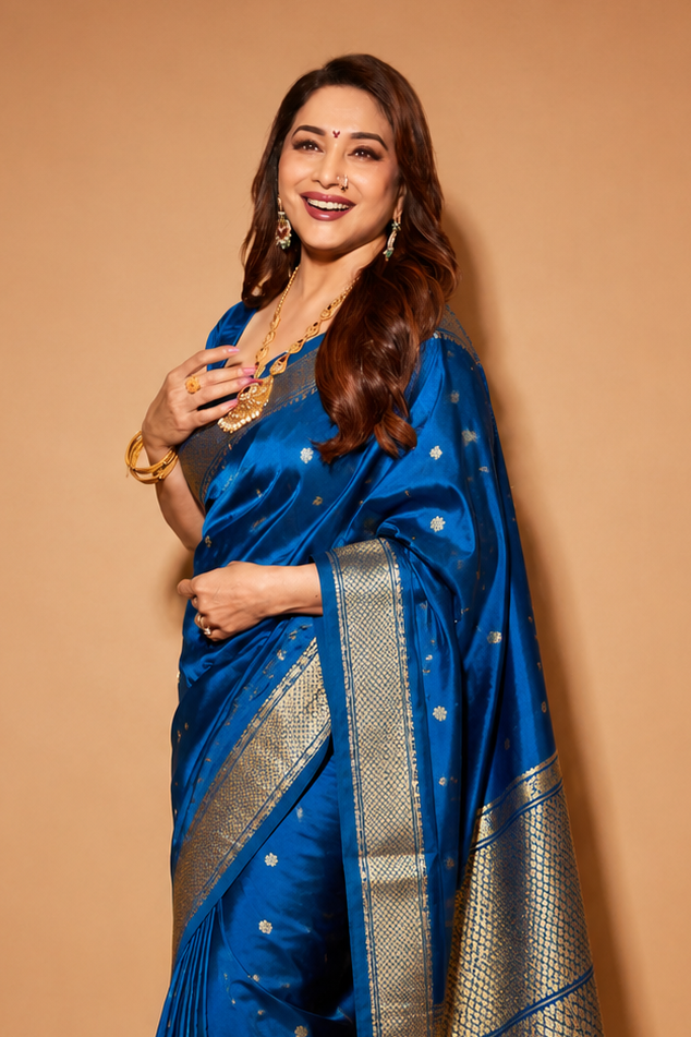 Kalanjali  Pure Silk Paithani Saree with Golden Zari Border