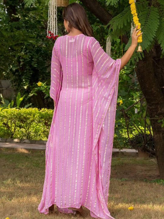 Laal Sitara Striped Kaftan Set