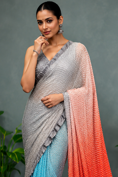 Gujrati Gaji Silk Rasmandal Bandhej saree with blouse
