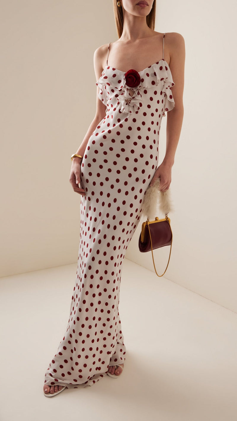 Dot Rose Zip-Front Dress