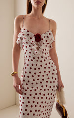 Dot Rose Zip-Front Dress