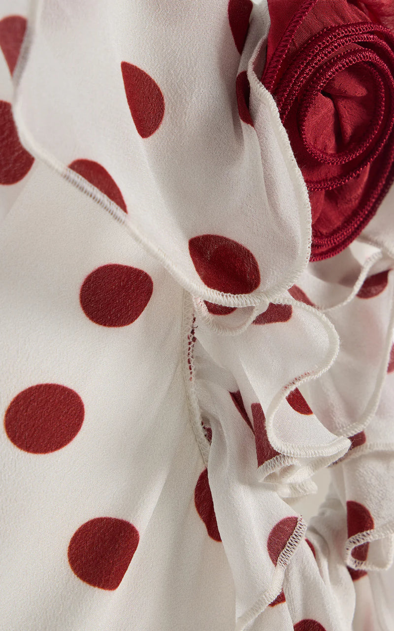 Dot Rose Zip-Front Dress