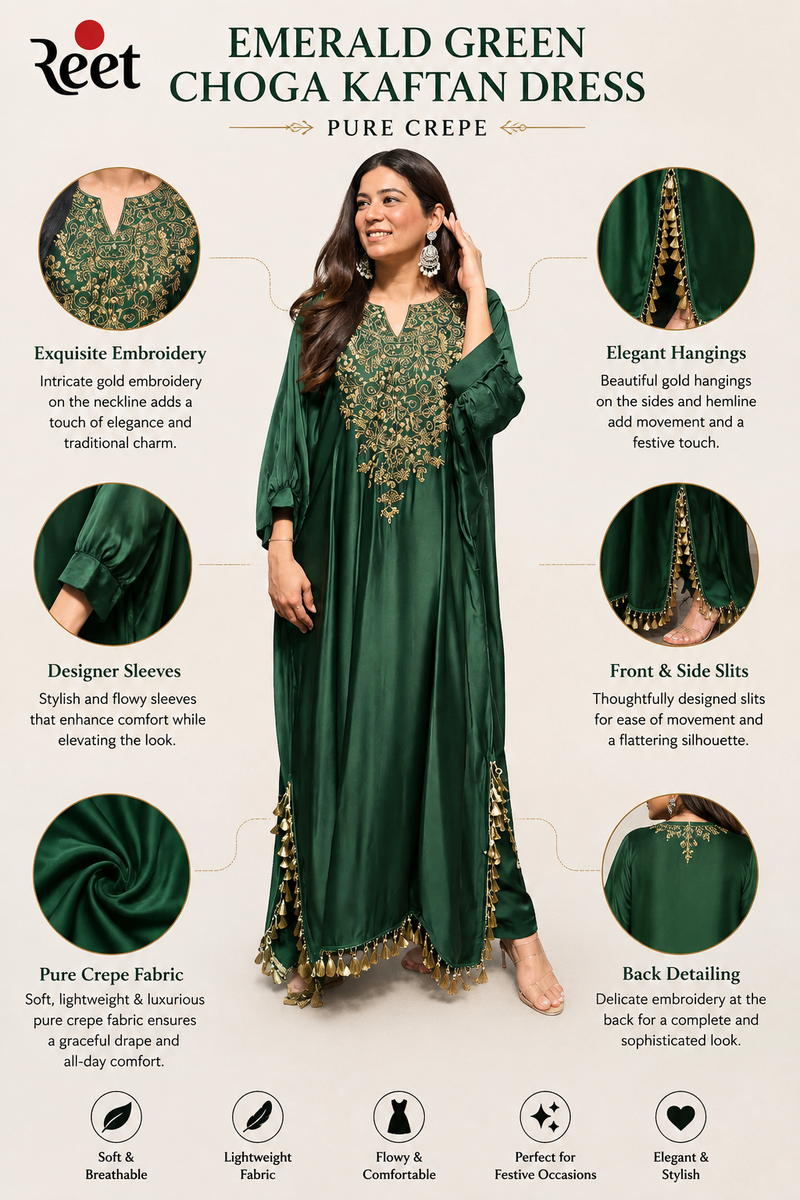 Emerald Green Choga Kaftan Dress