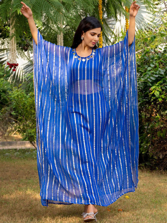 Laal Sitara Striped Kaftan Set
