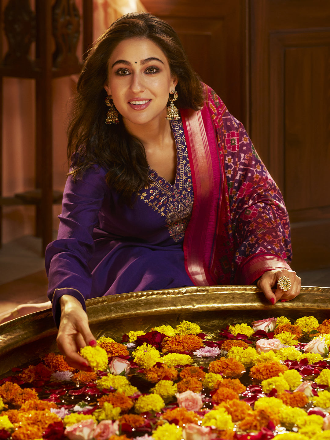 Deep Purple Zari Kurta Set