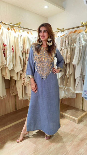 Denim look kurta dress