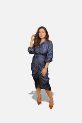belted denim shirt dress