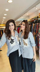embroidered shirt and dhoti set