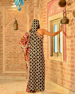 Raas Noir Printed Kaftan with Bandana