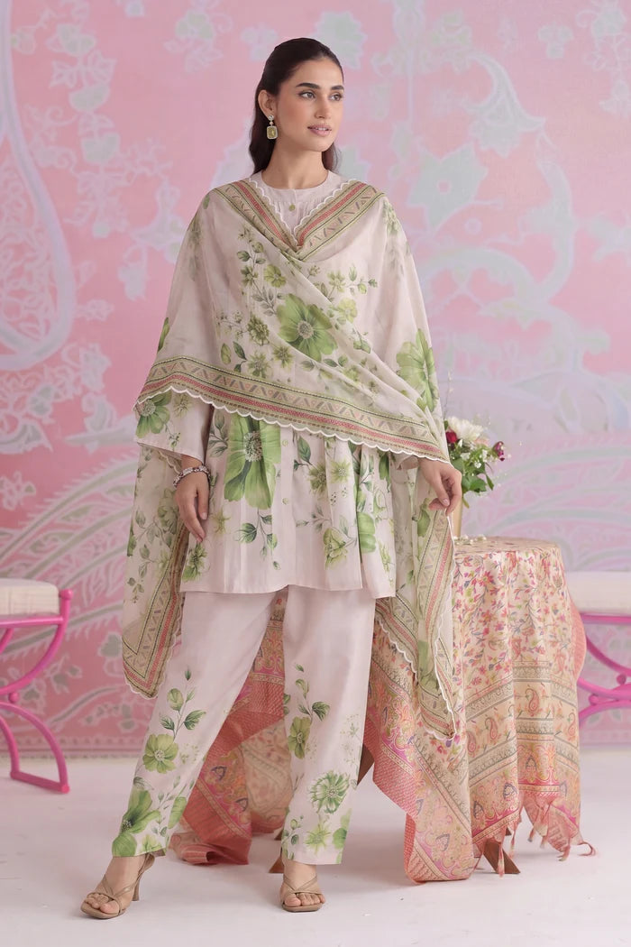 Ikat Printed Lawn Cotton Co-ord Set with Farsi Pants
