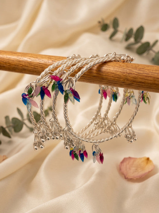Gold-Plated Stone Studded & Beaded Bangles
