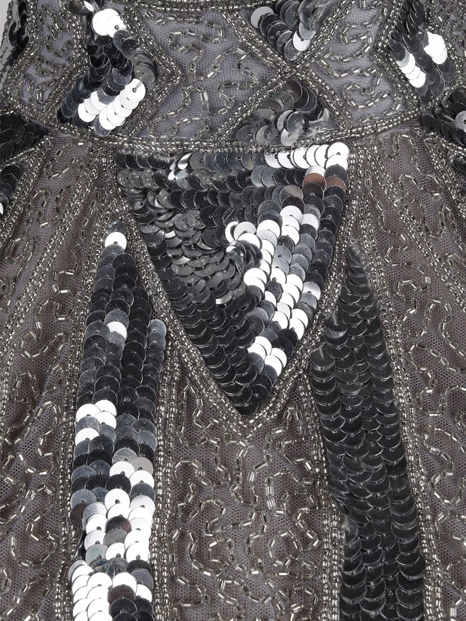 Grey Embellished Beaded High Neck Cape