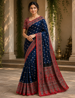 Ajrakh Grace Modal Bandhani Saree