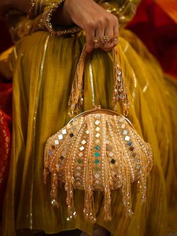 Sheesh Mahal Green Potli Bag