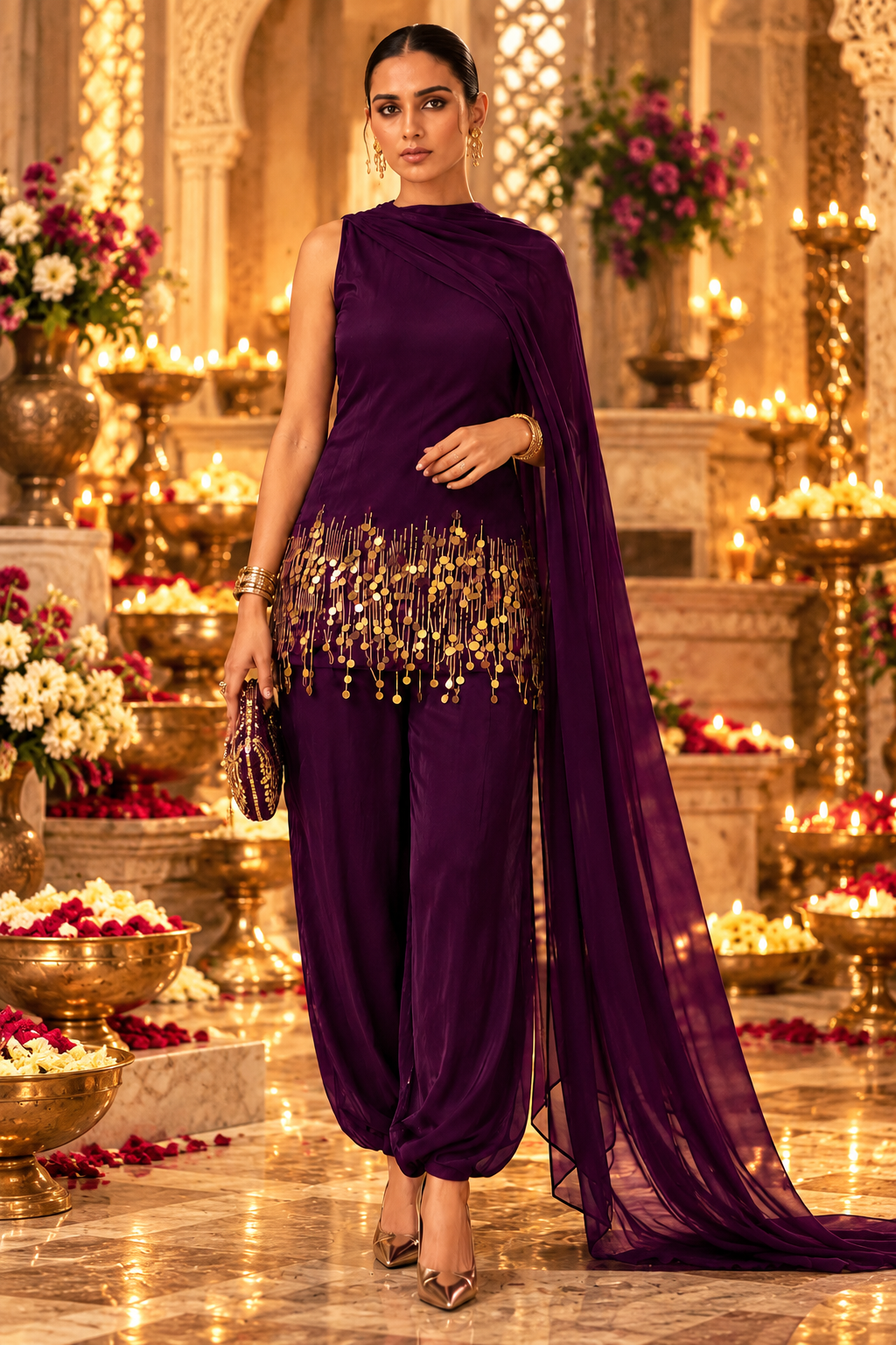 Jhilmil Relaxed wide-leg pants Kurti Set
