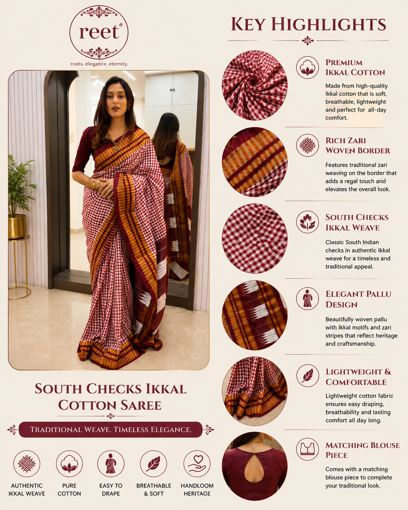 Dakshina Ikkal Zari Cotton Saree