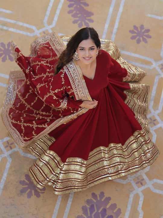 Noor Mehrunisa Embroidered Floor-Length Anarkali Suit Set