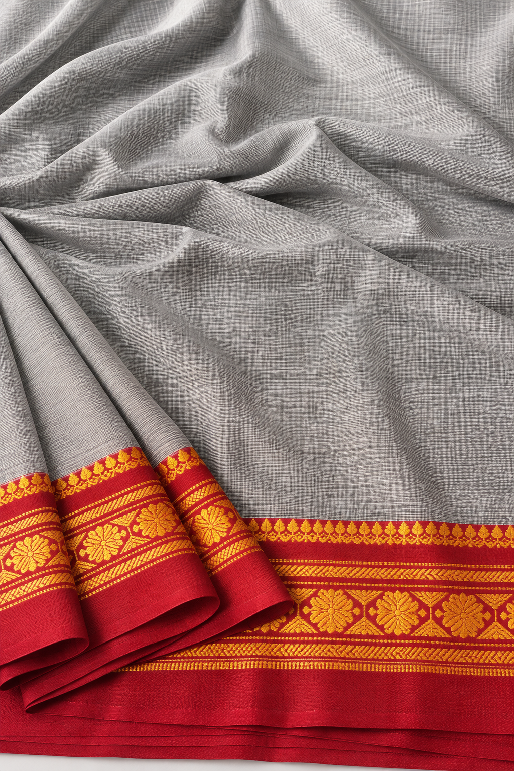 Handloom Cotton Silk Ilkal Saree With Pure Resham Pallu