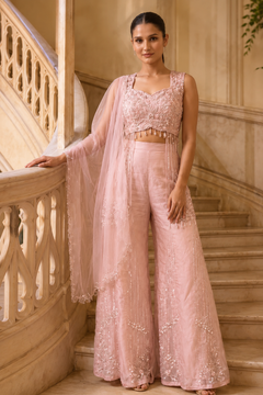 Blush Pink Handwork Indo-Western Palazzo Se