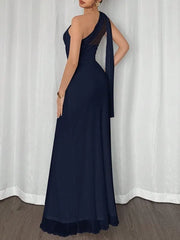 Navy Mesh Elegant Cocktail Dress