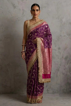 Purple Rose Heritage Saree Tissue Banarasi Saree