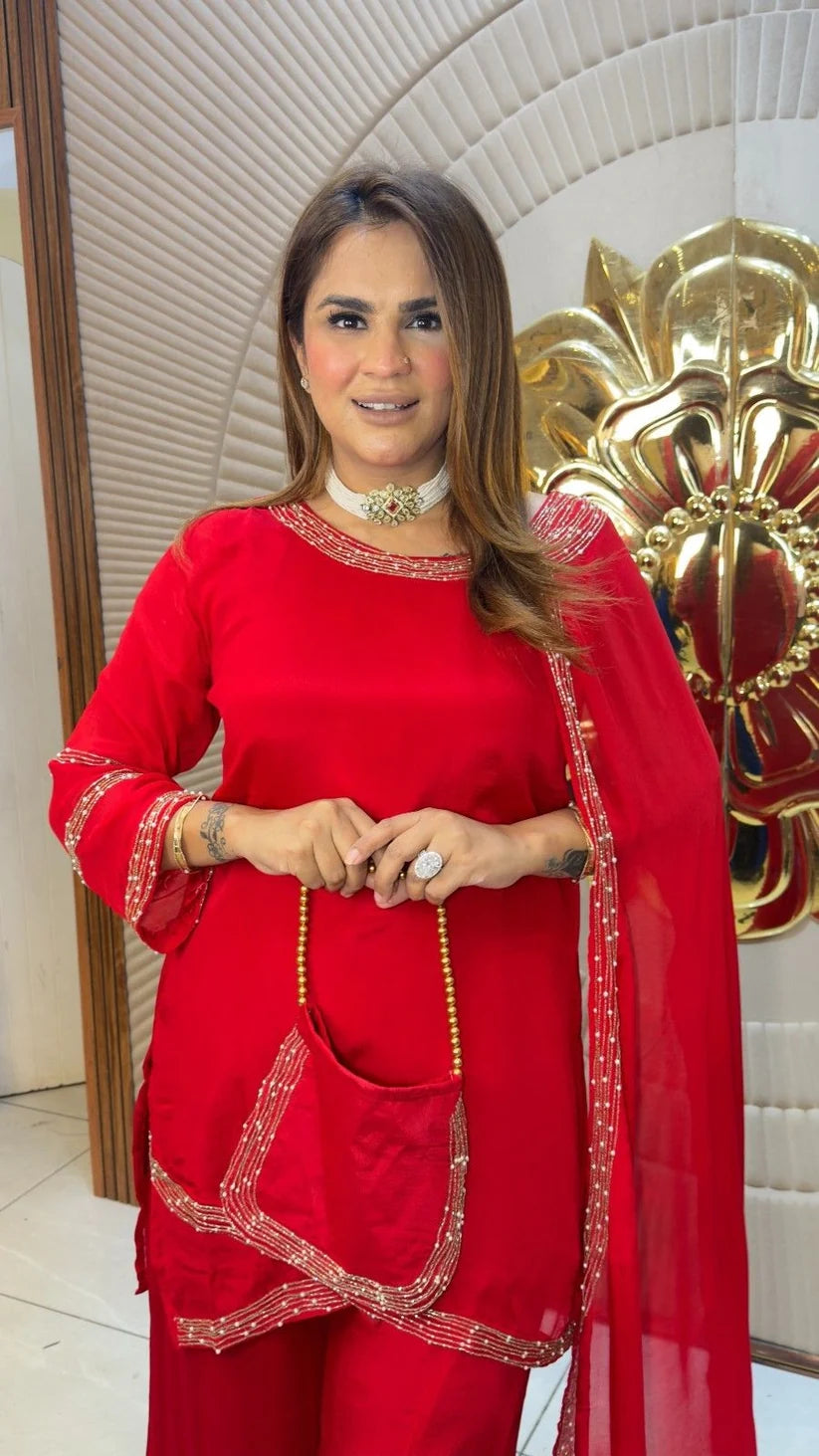 Neel Darbar Embellished Co-ord Set with Potli