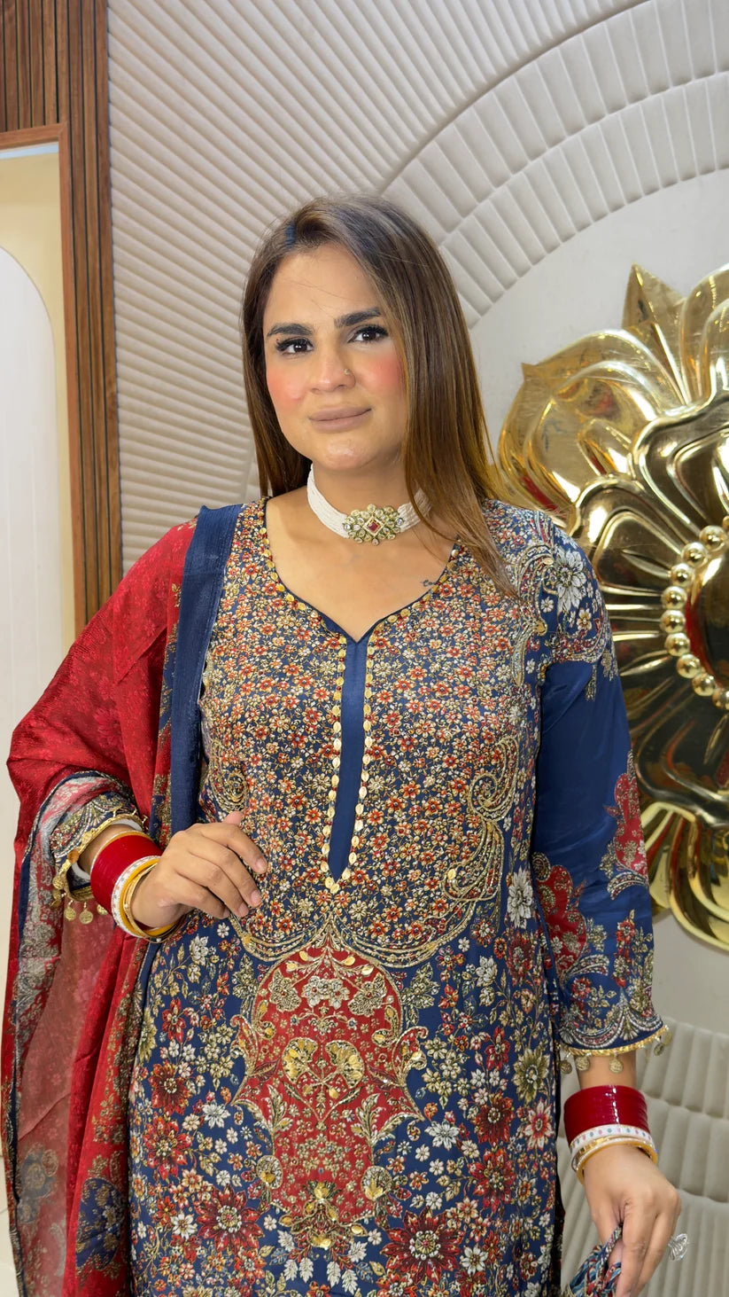 Gulistan Purple Teal Festive Set