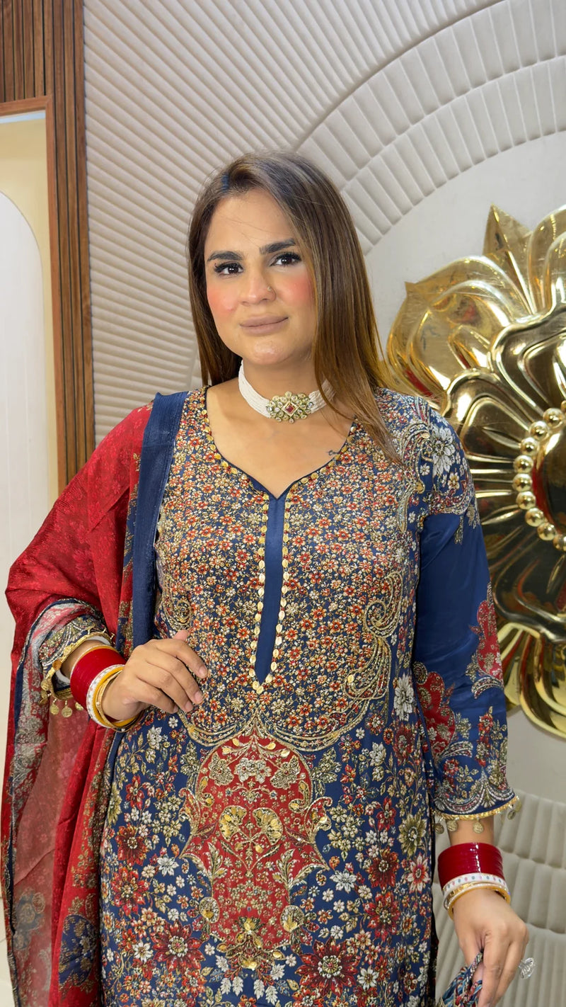 Gulistan Purple Teal Festive Set