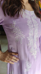 thread embroidered rayon kurta set
