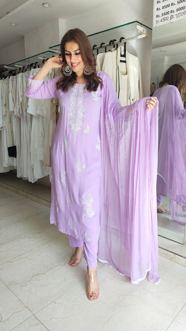 Embroidery Lavender Purple Kurta Set