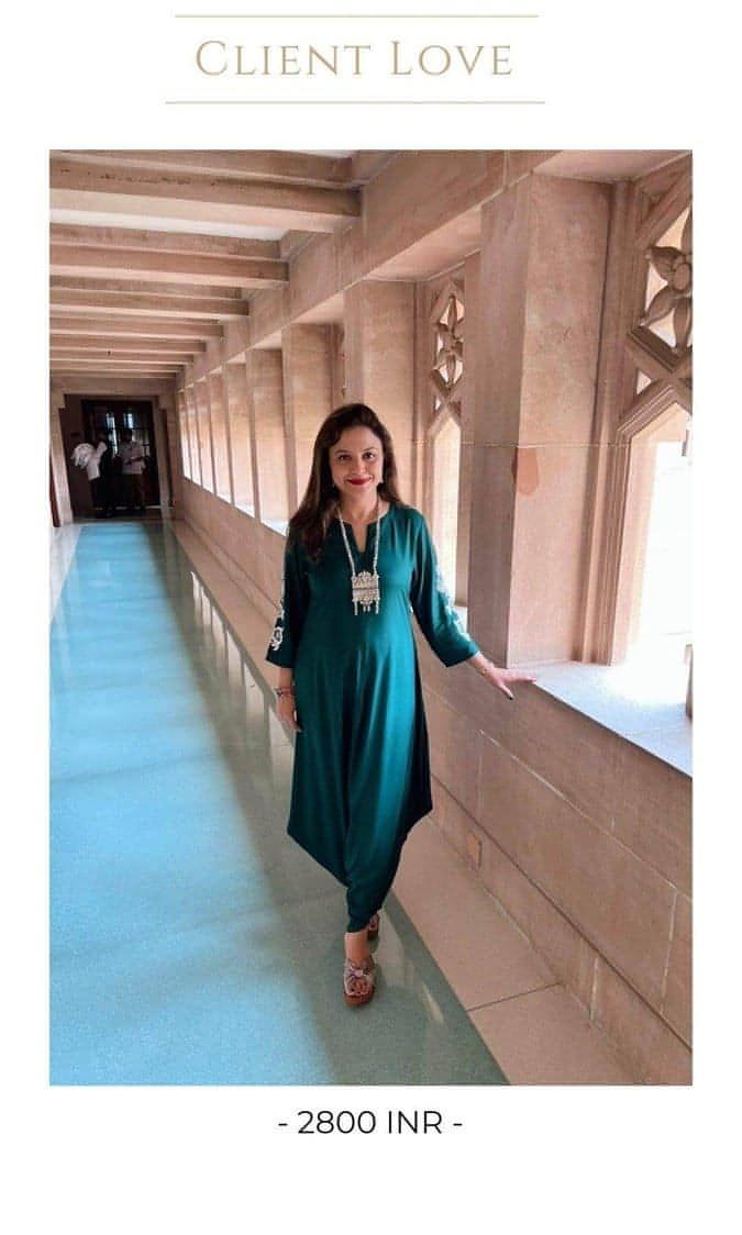 Liva Cotton Royal Blue Embroidered Jumpsuit