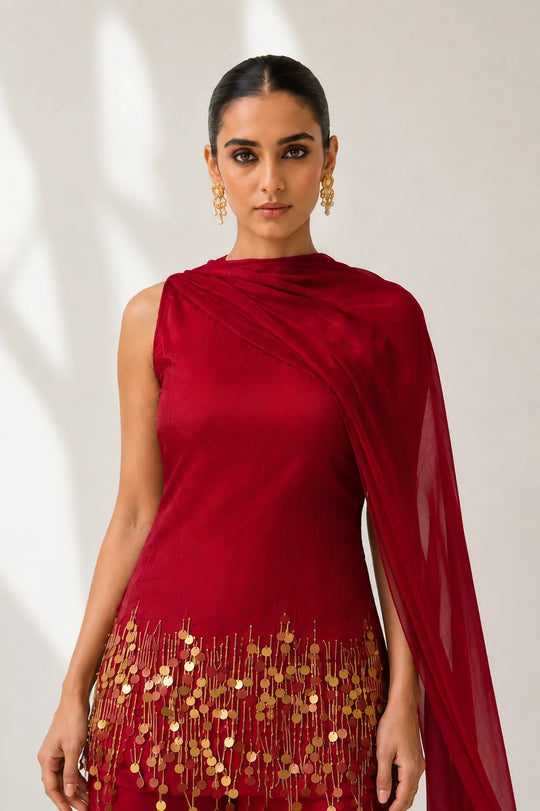 Jhilmil Relaxed wide-leg pants Kurti Set