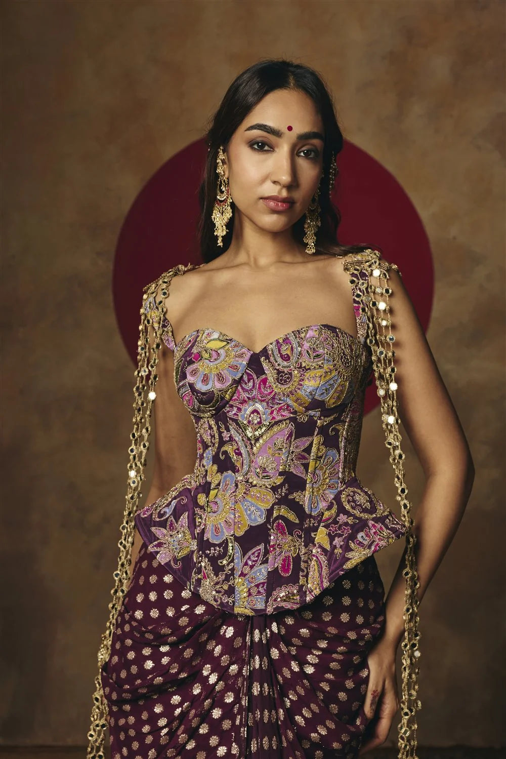 Shahi Ada Purple Embroidered Corset Top