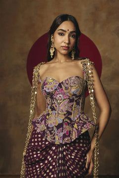Shahi Ada Purple Embroidered Corset Top