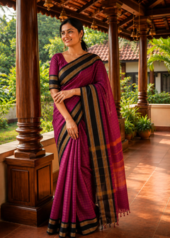 Rajamalli Magenta Kattam Saree