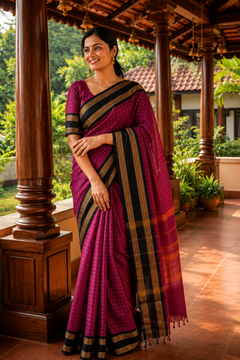 Rajamalli Magenta Kattam Saree