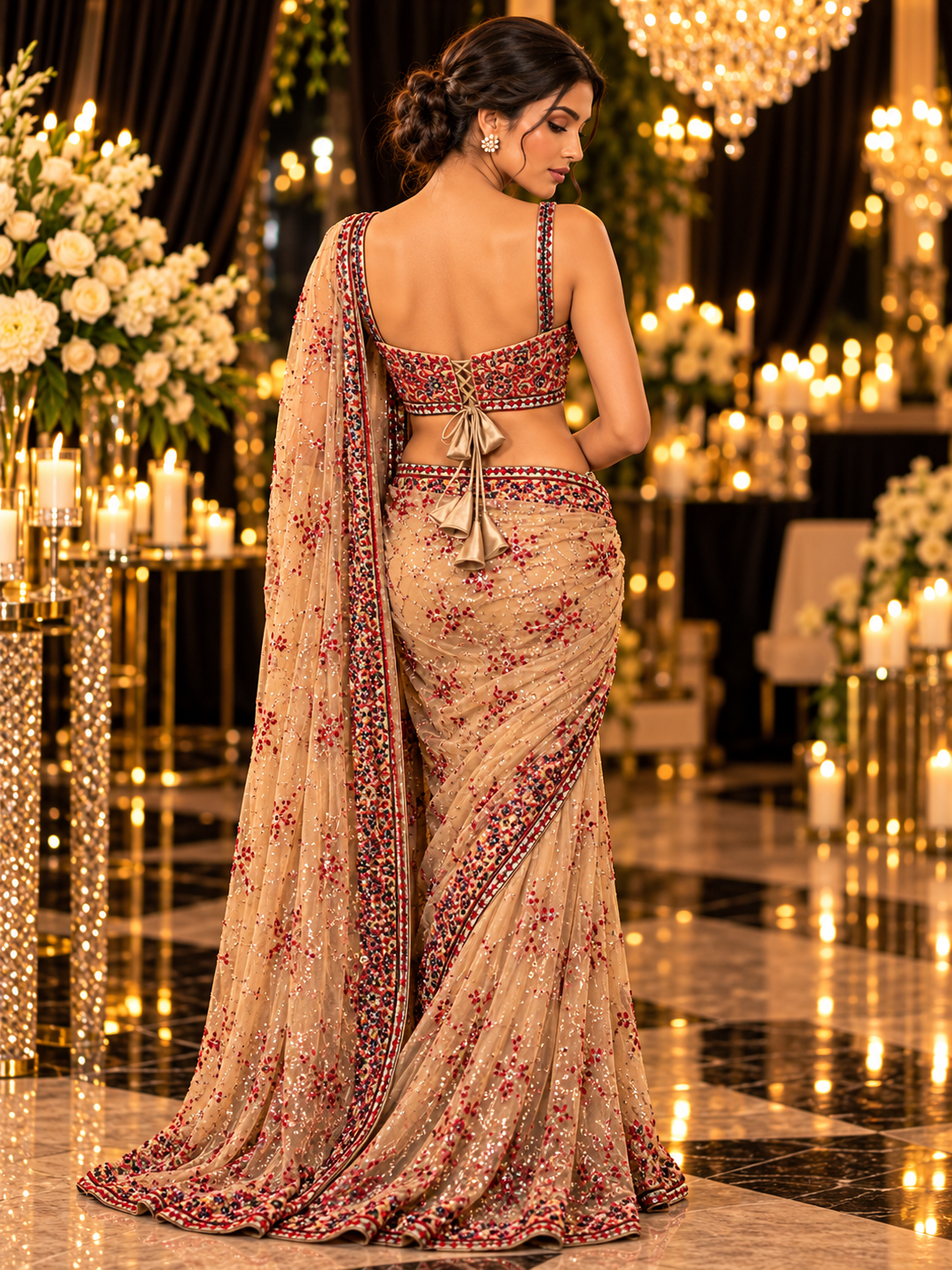 Floral Embroidered Sweetheart Neck Designer Corset Blouse